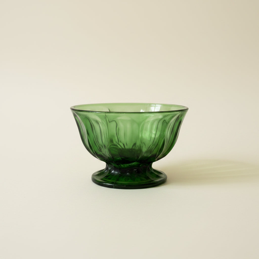 1950s Green Glass Serving Bowl