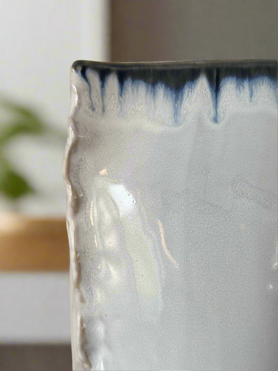 Blue Pinched Floral Vase