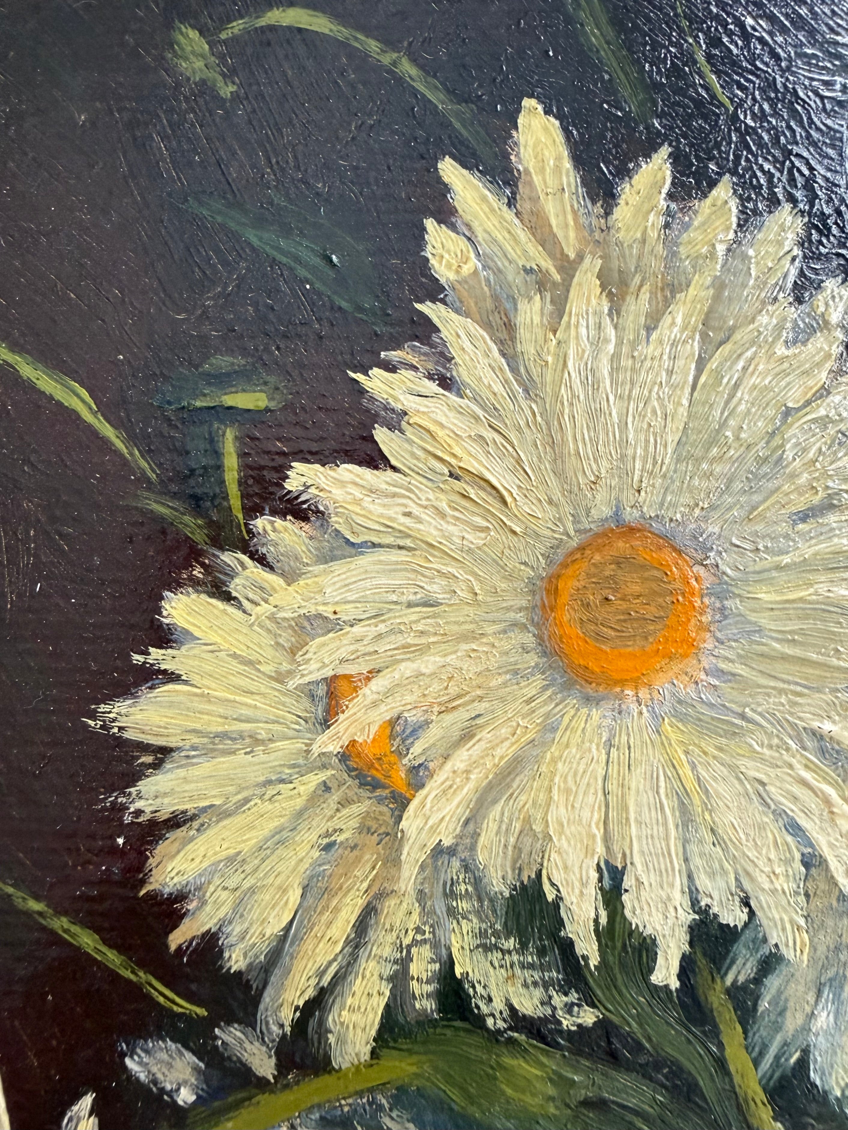 1958 Still Life Daisy Oil Painting
