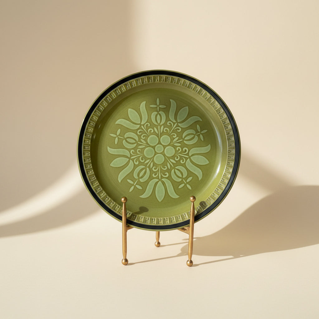 1970s Stonecraft Seminole Green Japanese Display Plate
