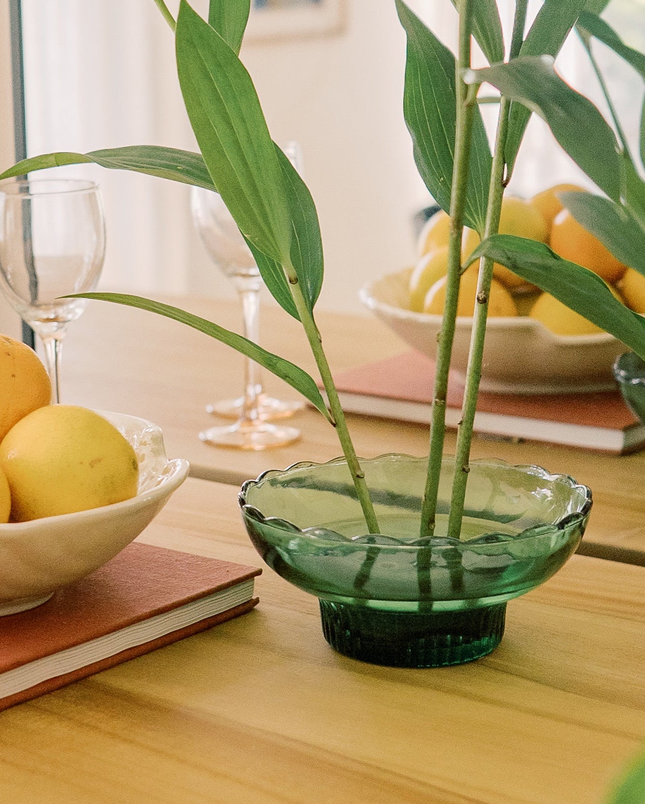 Vintage Green Pedestal Bowl