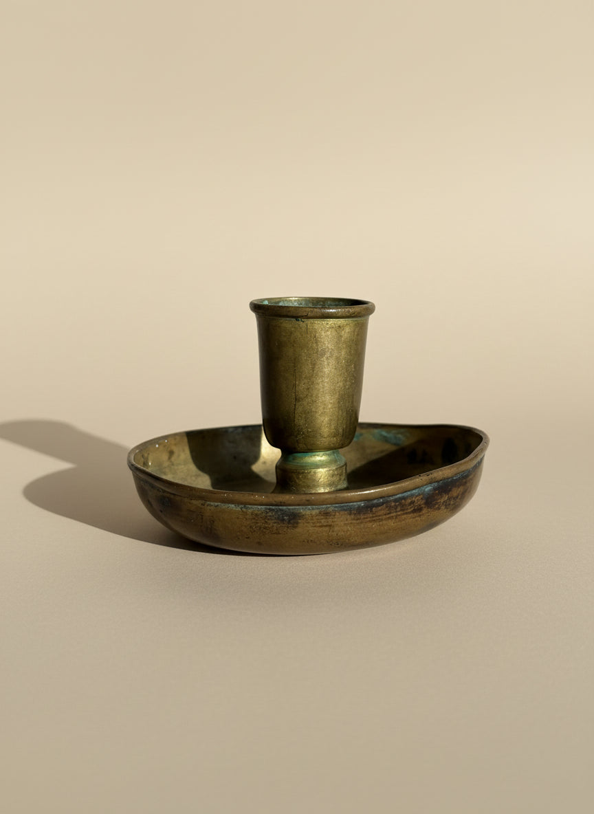 Oxidized Brass Candlestick Holder
