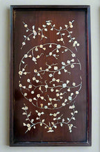 Antique 19th Century Chinese Mother of Pearl Wooden Wall Panel