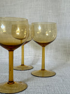 Vintage Amber Cocktail Coupe Glasses (set of 3)