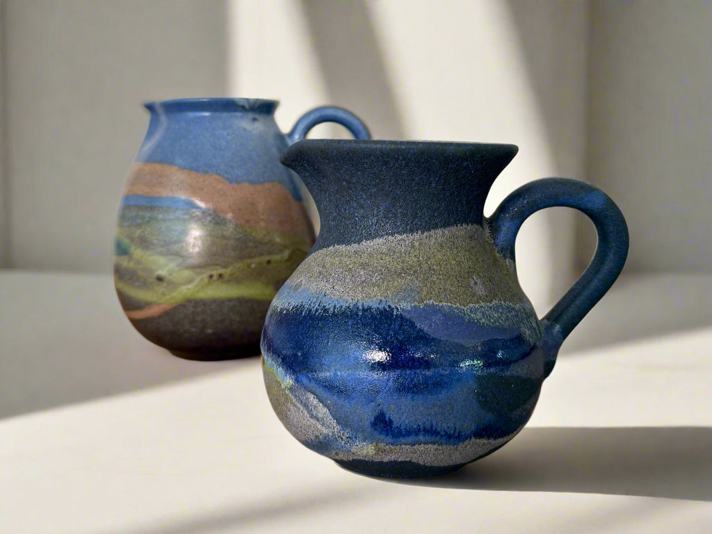 Glazed Ceramic Floral Bud Vase Pitchers (set of 2)