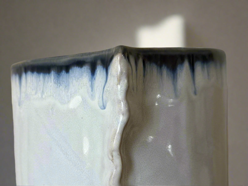 Blue Pinched Floral Vase