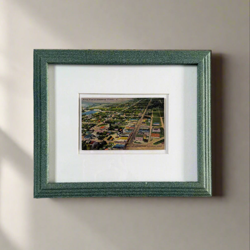 Framed Vintage Post Card Aerial View of Homestead, Florida