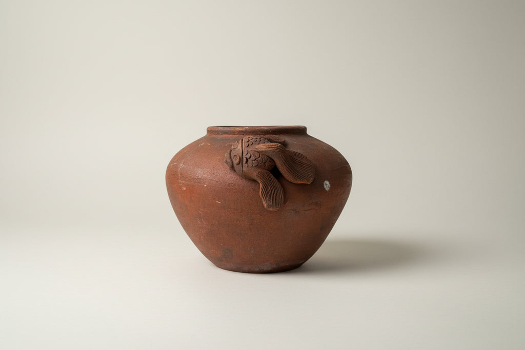Rustic Clay Double Fish Vase