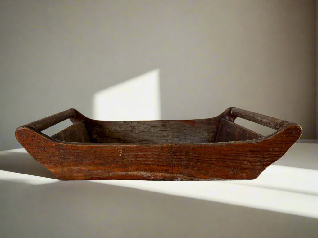 Vintage Wood Tray with Handles
