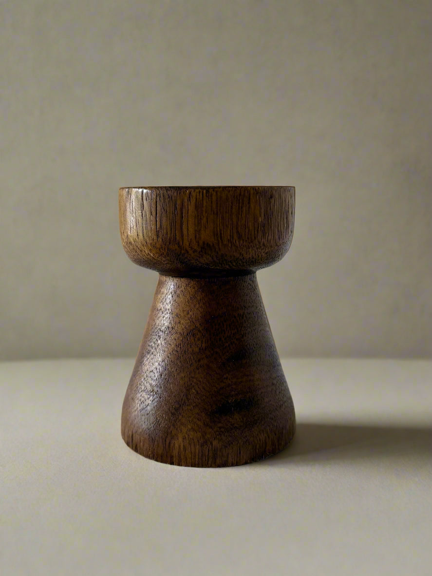 Carved Wood Candle Holder