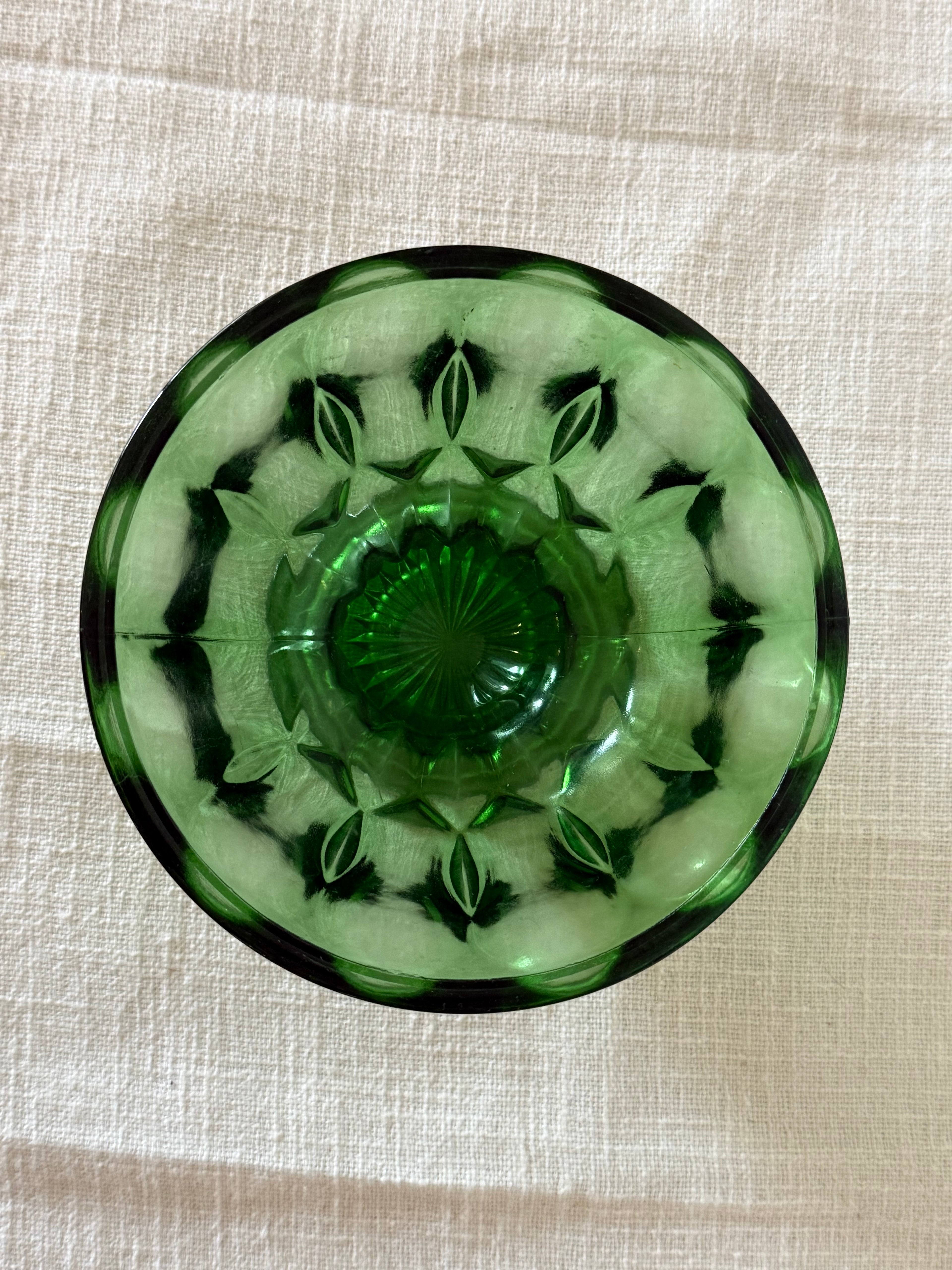 1950s Green Glass Serving Bowl