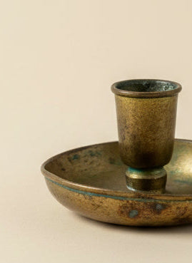 Oxidized Brass Candlestick Holder