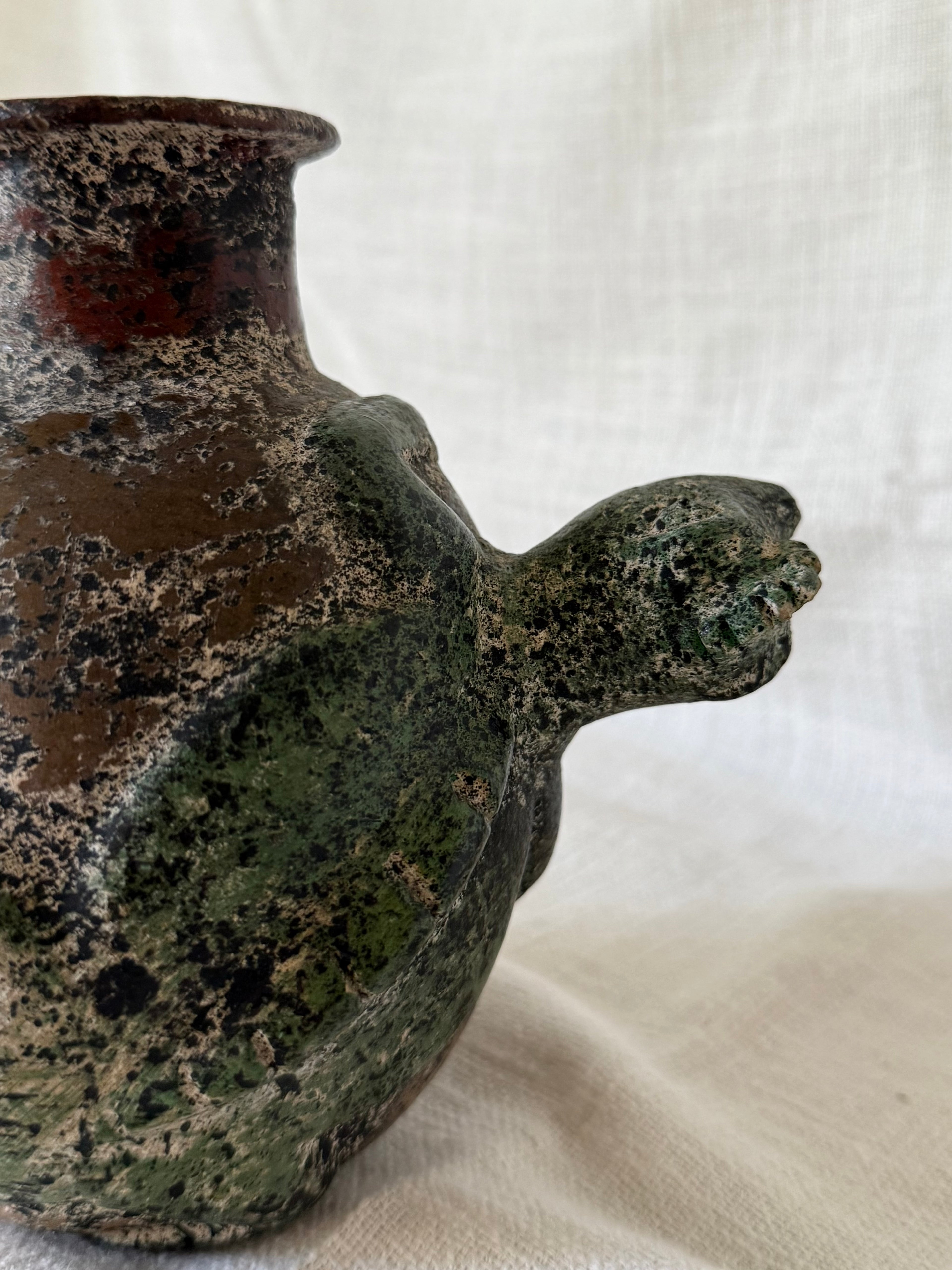Rustic Folk-art Twin Iguana Vase