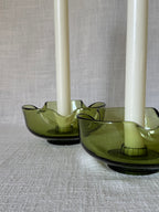 Vintage Green Glass Candle Holders (set of 2)