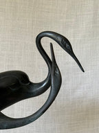 Oxidized Cast Heron Pair Sculpture