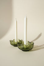 Vintage Green Glass Candle Holders (set of 2)