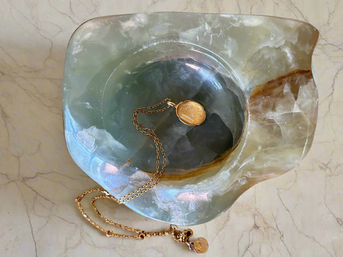 Vintage Green Onyx Jewelry Dish