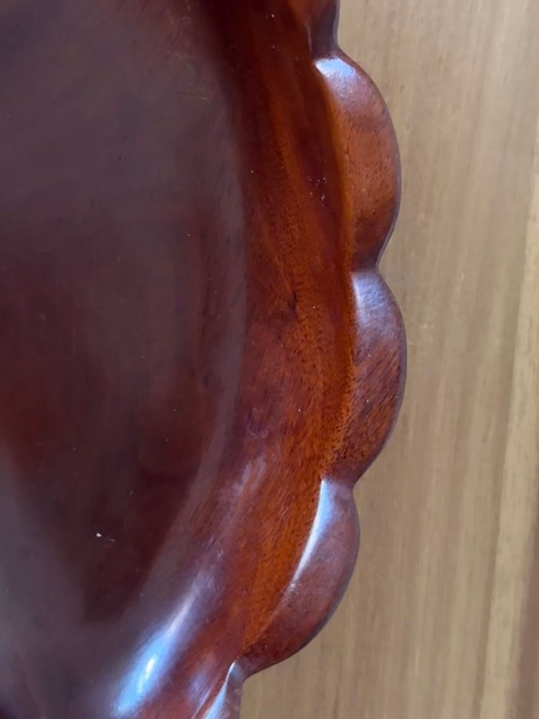 Haitian Mahogany Scalloped Wood Bowl