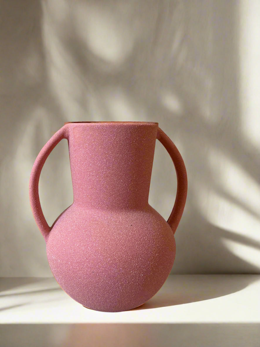 Coral Ceramic Dual-handle Vessel
