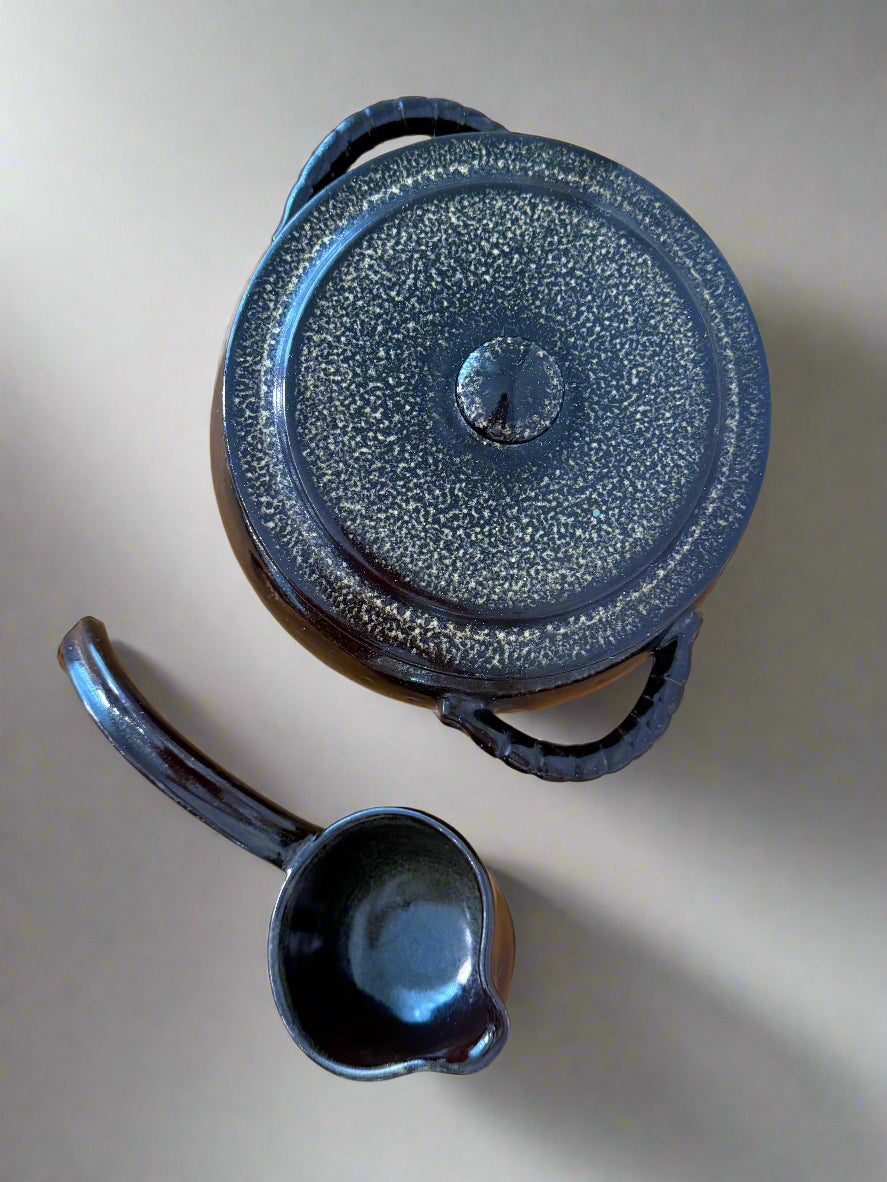 Handmade Glazed Ceramic Pot and Ladle