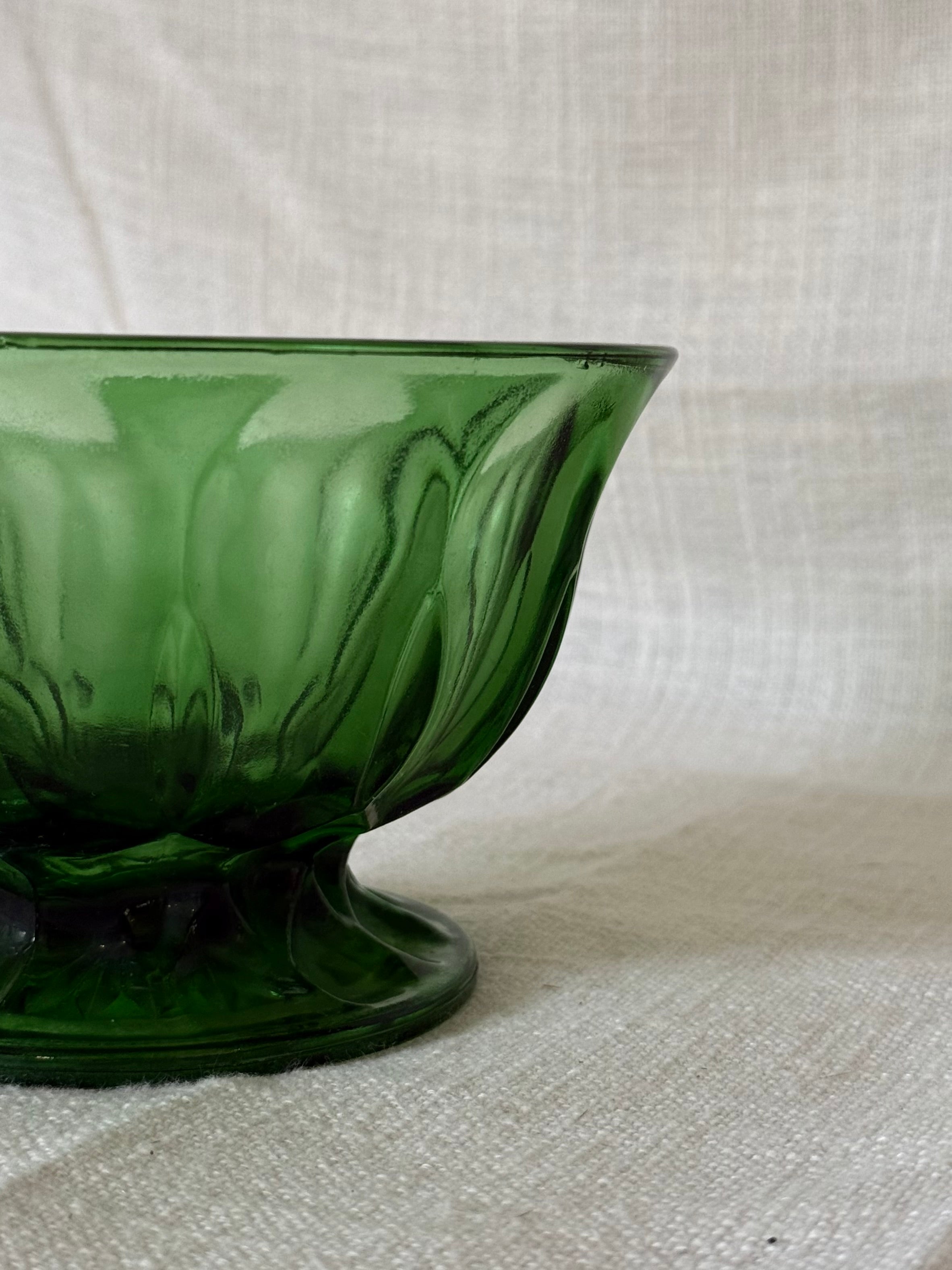 1950s Green Glass Serving Bowl