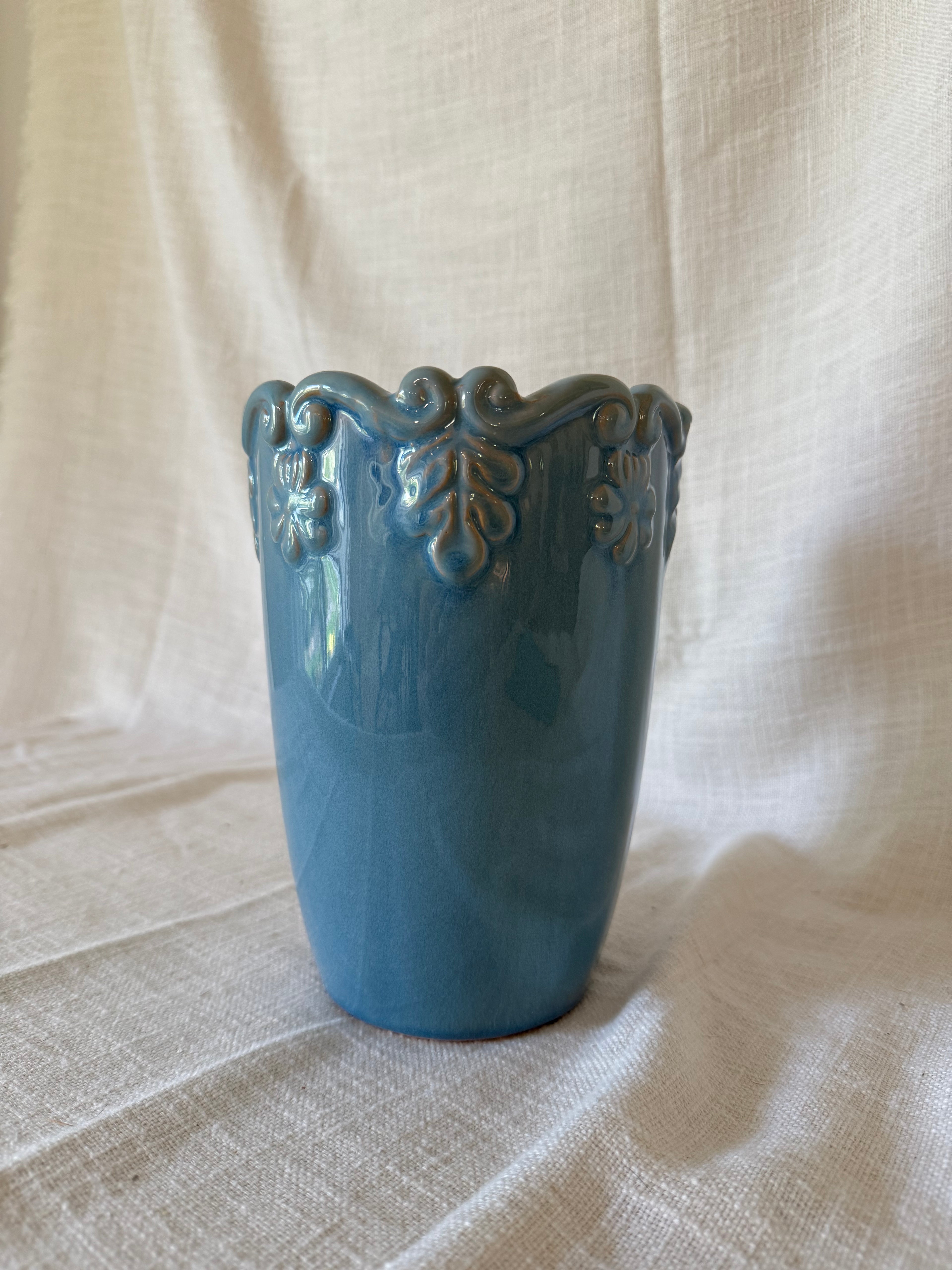 Powder Blue Floral Vase