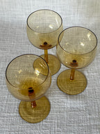 Vintage Amber Cocktail Coupe Glasses (set of 3)