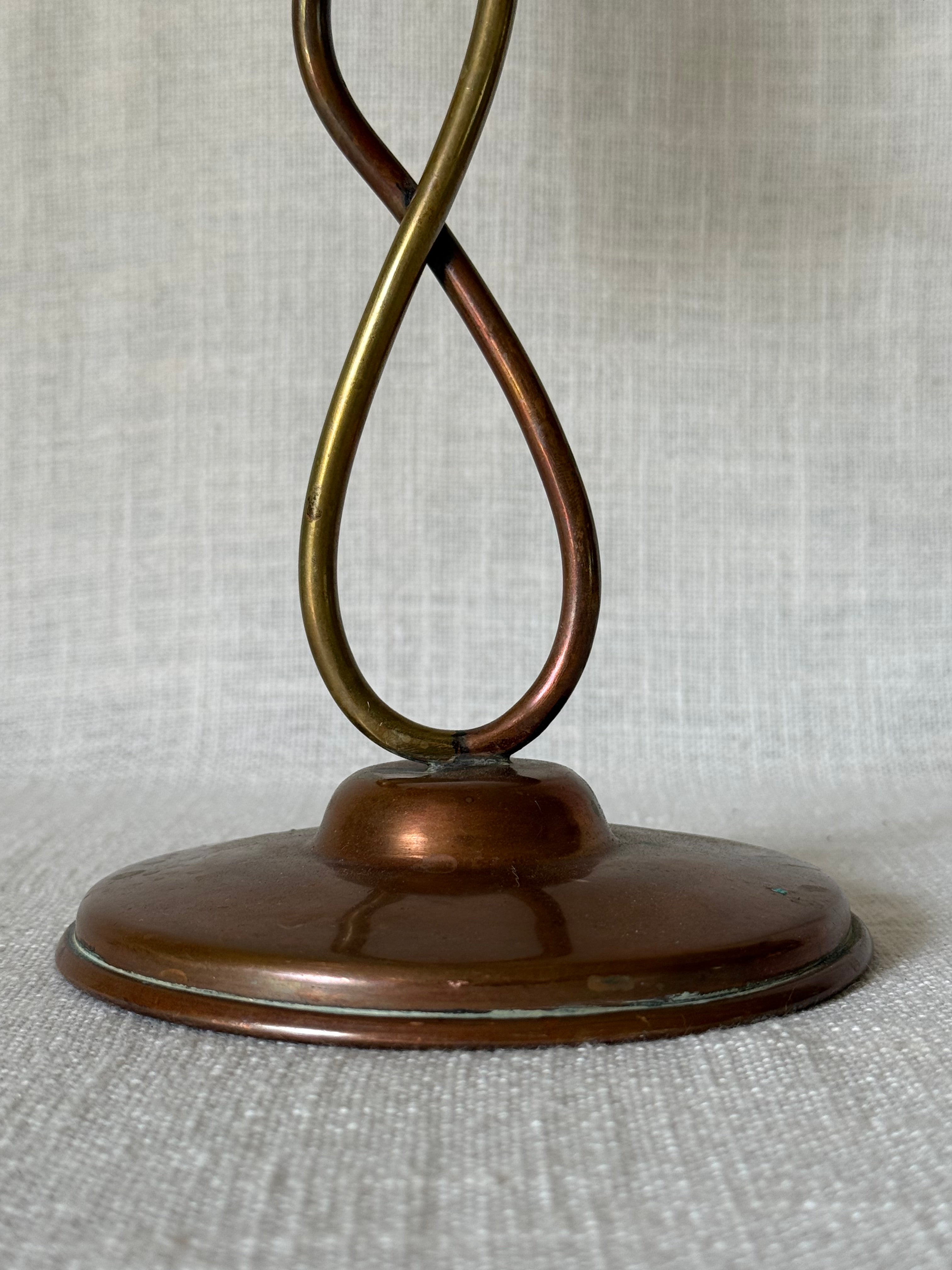 Dual Weathered Brass & Copper Candlestick Holder