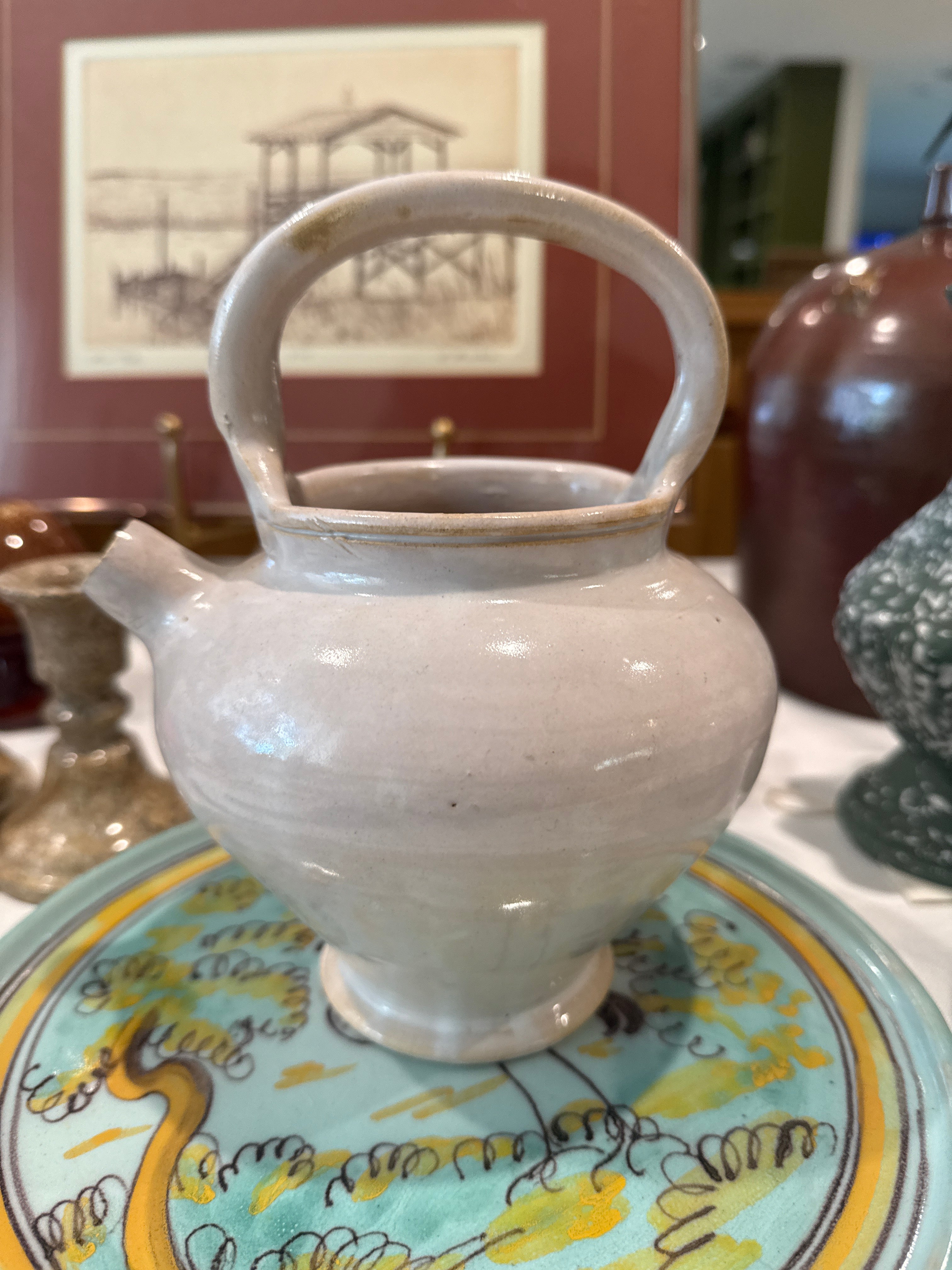 Vintage Ivory Spout Mini Pot w/ Handle