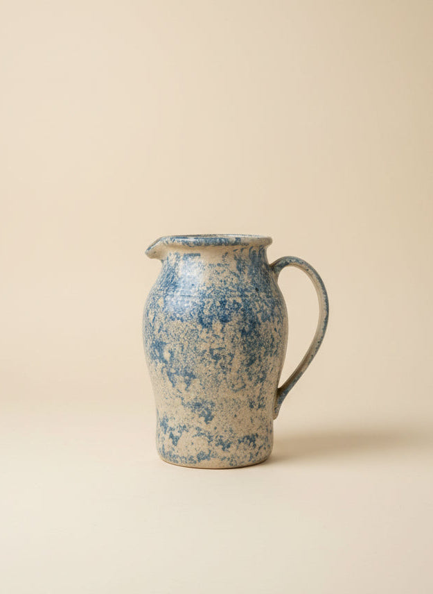 Blue and Ivory Studio Clay Pitcher