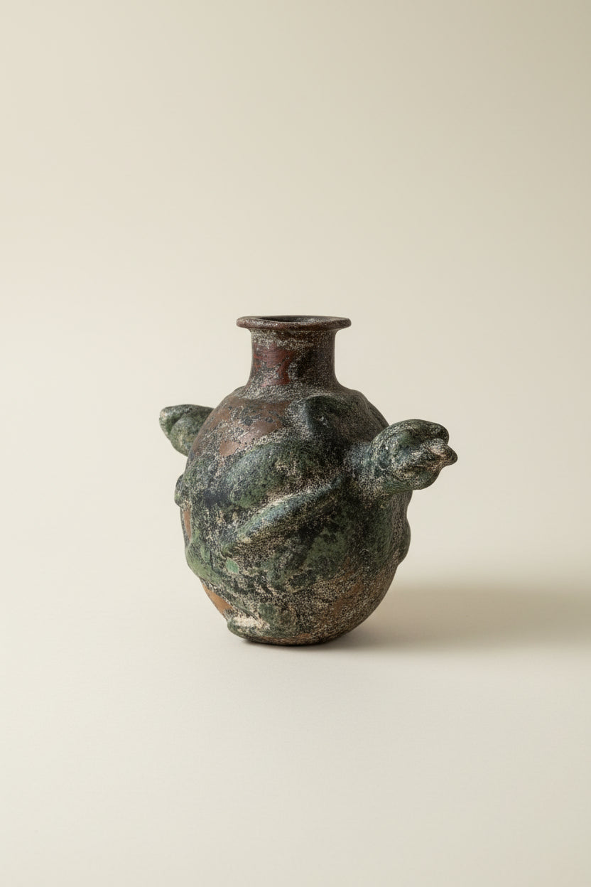 Rustic Folk-art Twin Iguana Vase