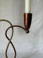 Dual Weathered Brass & Copper Candlestick Holder