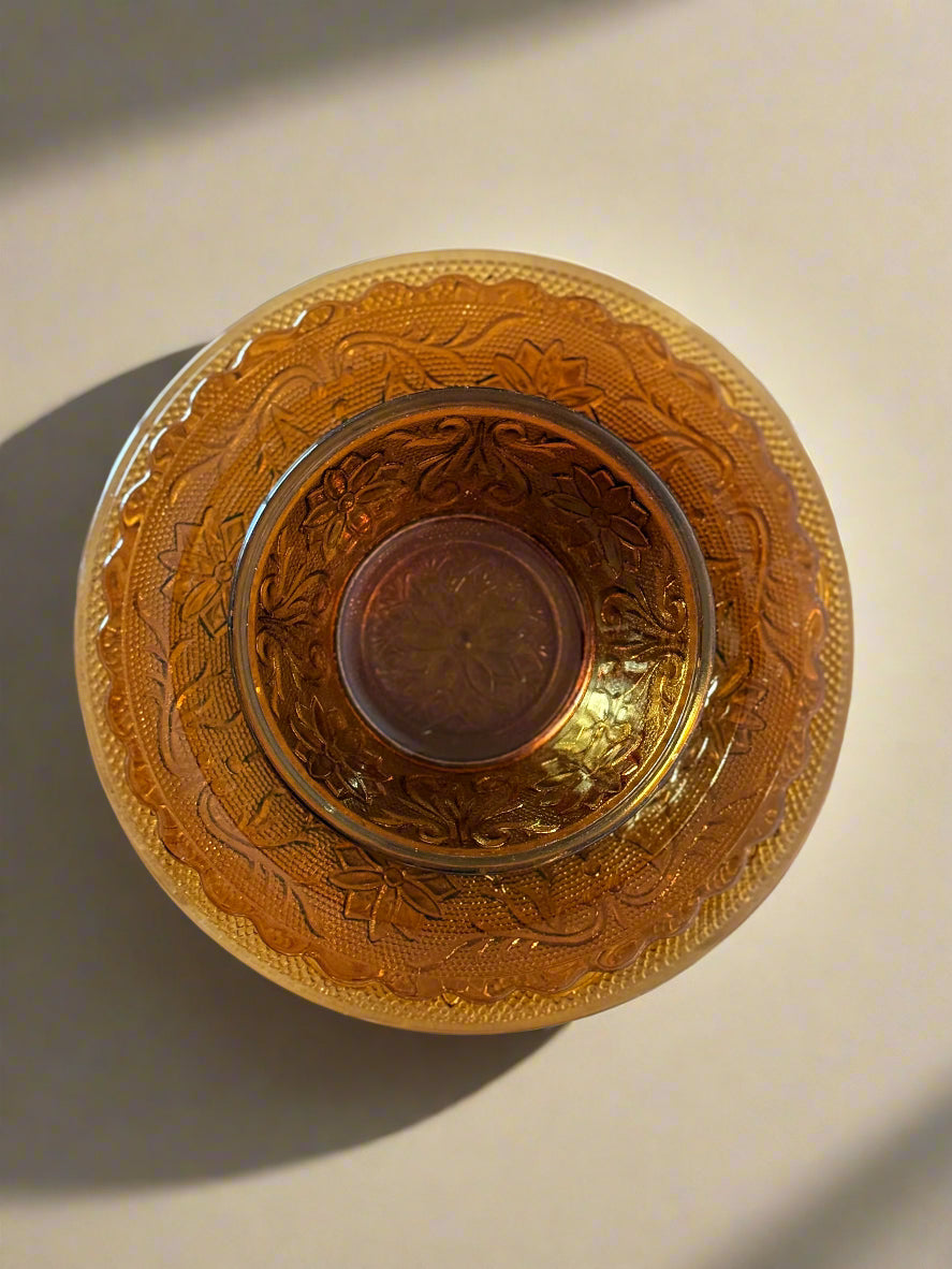 Vintage Amber Glass Hosting Set (set of 3)