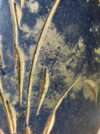 Mossy Navy Hand-carved Wheat Plant Vessel (large)