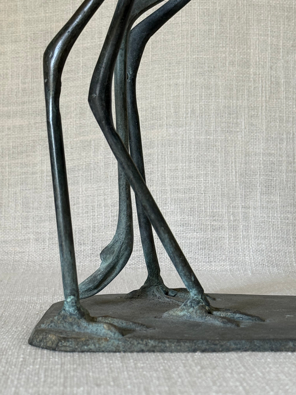 Oxidized Cast Heron Pair Sculpture