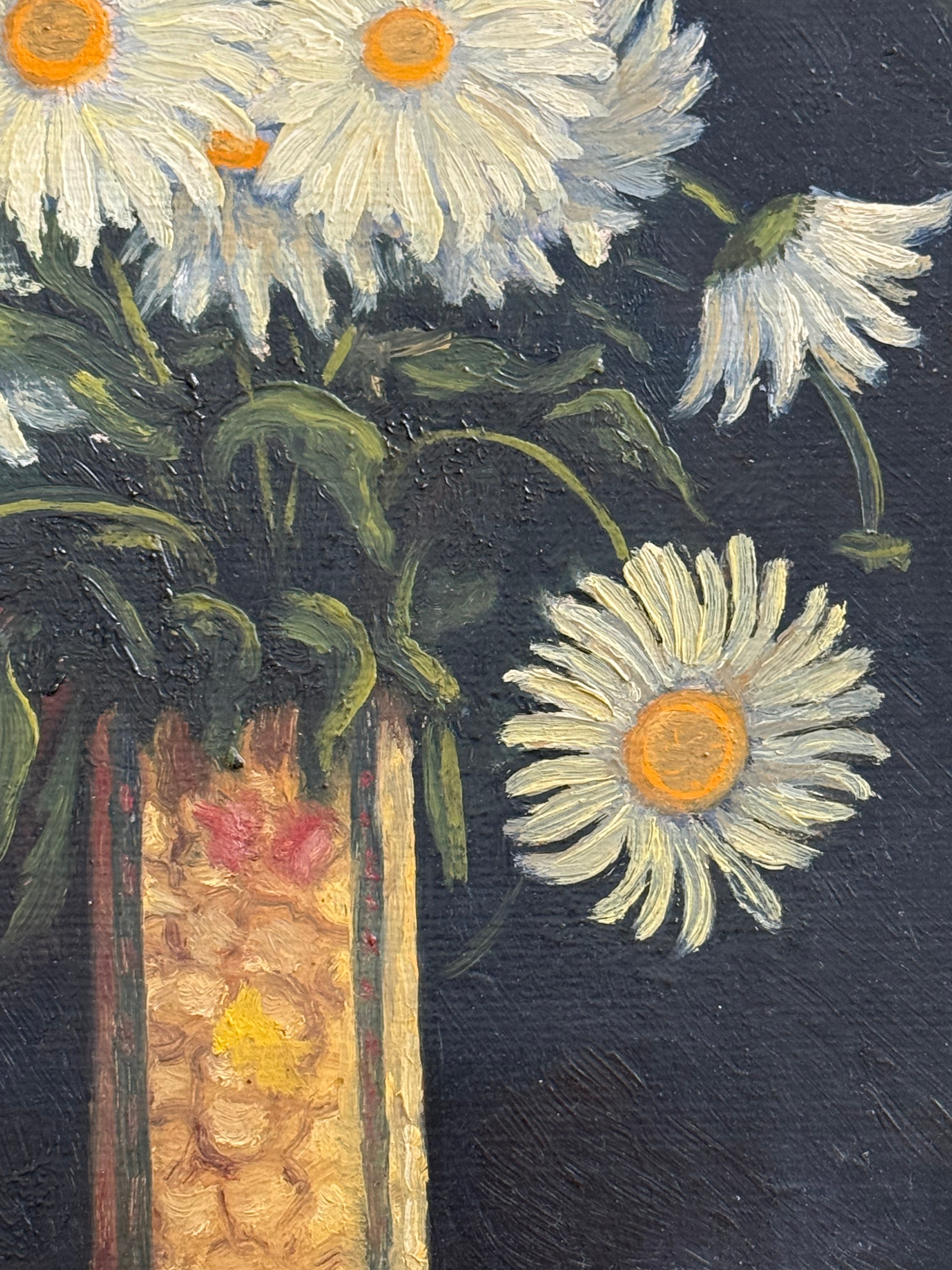 1958 Still Life Daisy Oil Painting