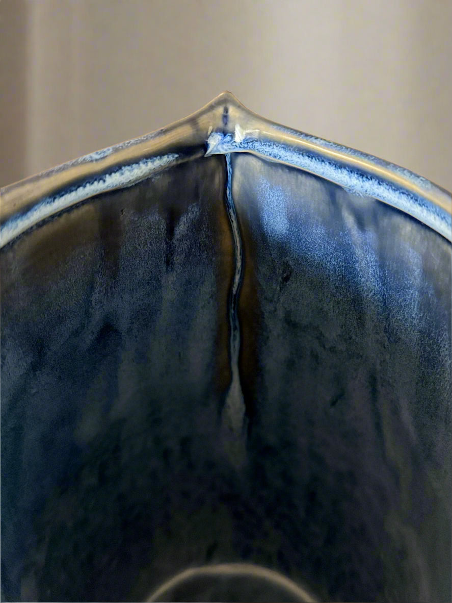 Blue Pinched Floral Vase