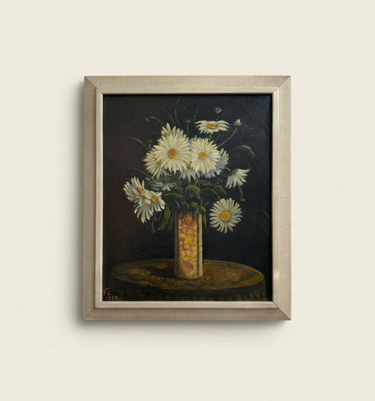 1958 Still Life Daisy Oil Painting
