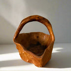 Burl Wood Hand-carved Bowl with Handle