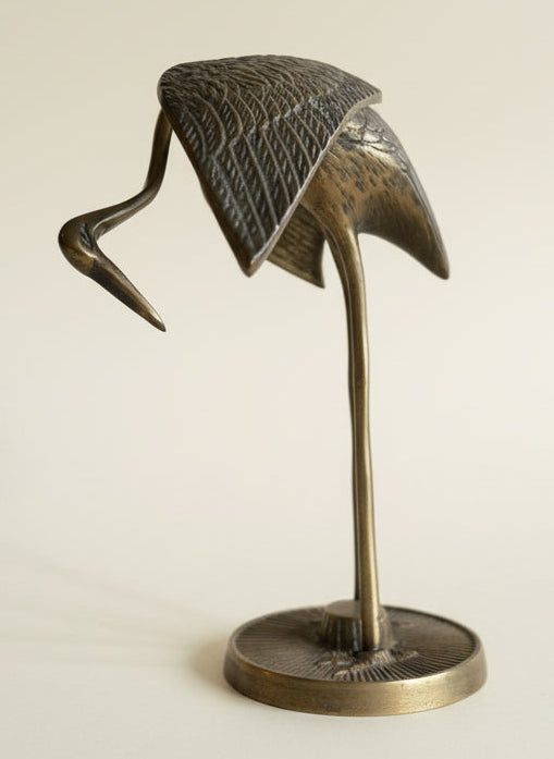 Vintage Brass Bowing Heron