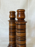 Mid-century Carved Wood Candle Holders (set of 2)