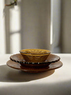 Vintage Amber Glass Hosting Set (set of 3)