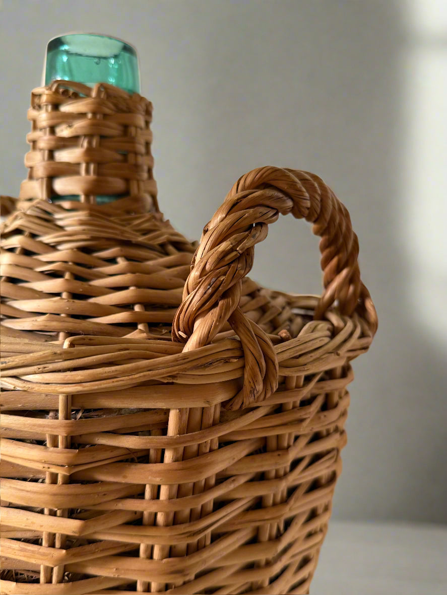 Mid-20th Century Vintage Wicker Wine Jug