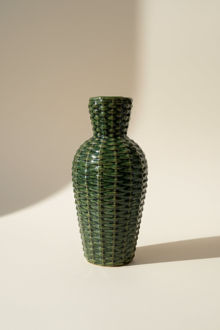 Green Woven Ceramic Vase