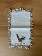 Vintage Linen Cross-stitch Rooster Cocktail Napkin (set of 5)
