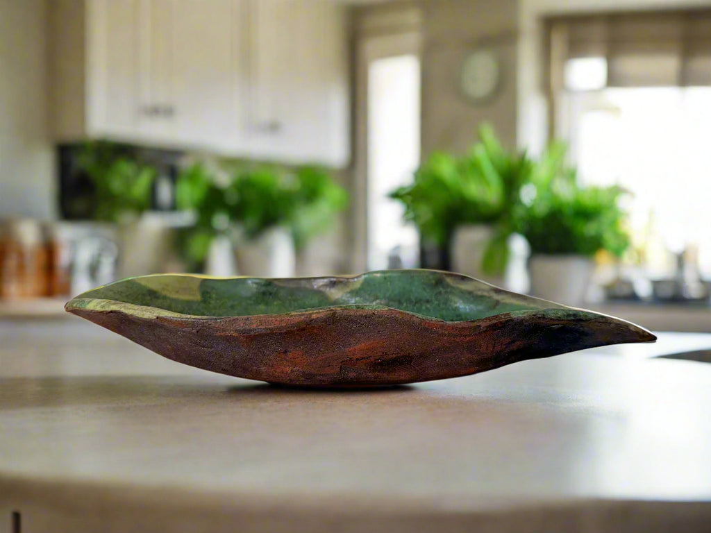 Hand-Molded Ceramic Bowl (Green)