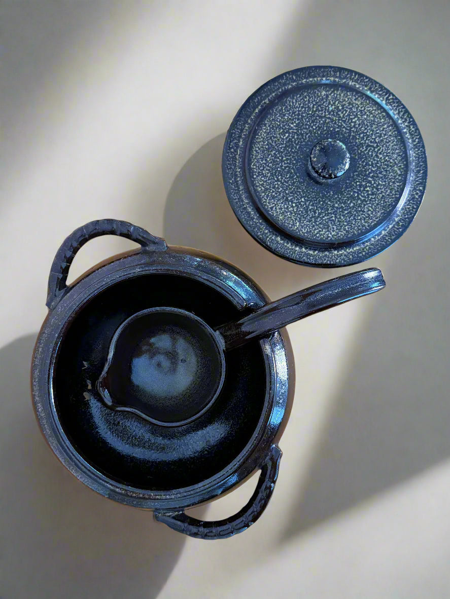 Handmade Glazed Ceramic Pot and Ladle