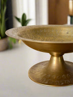 Vintage Hand-etched Brass Pedestal Bowl