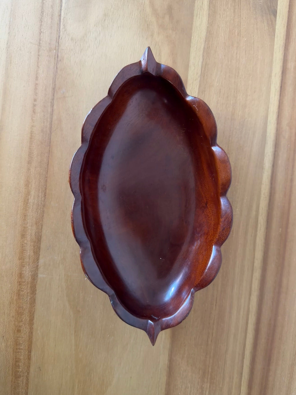Haitian Mahogany Scalloped Wood Bowl