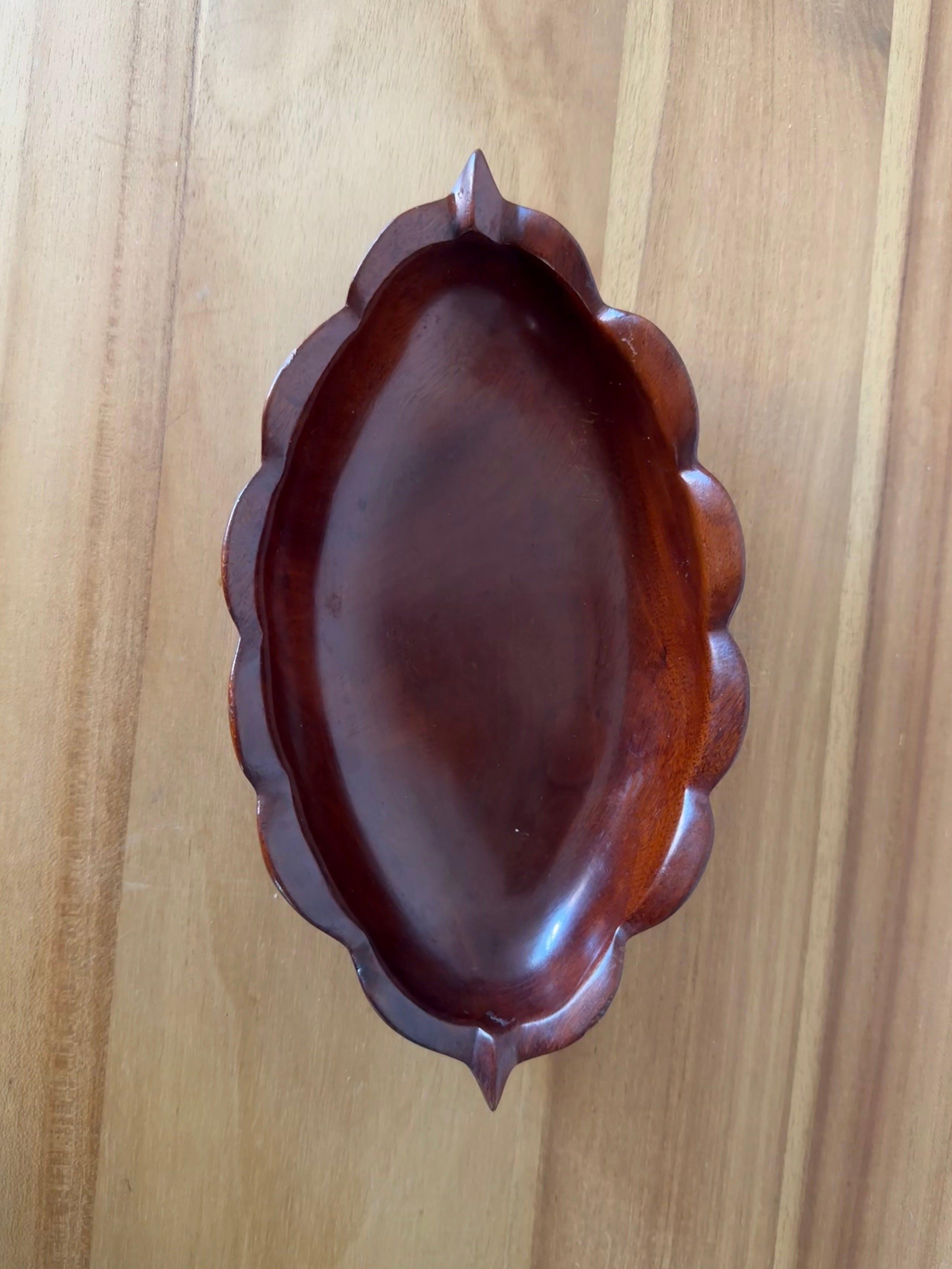 Haitian Mahogany Scalloped Wood Bowl
